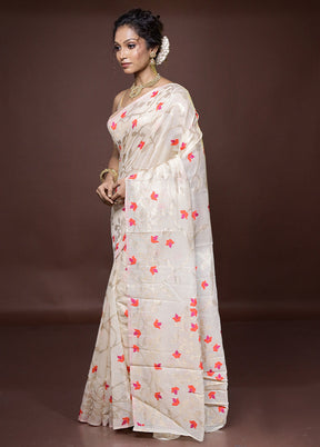 Cream Cotton Saree With Blouse Piece - Indian Silk House Agencies