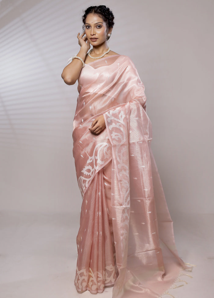 Pink Tissue Silk Saree With Blouse Piece