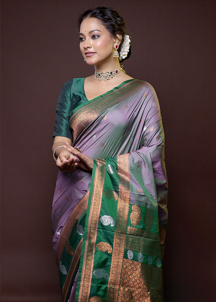 Green Kanjivaram Silk Saree With Blouse Piece