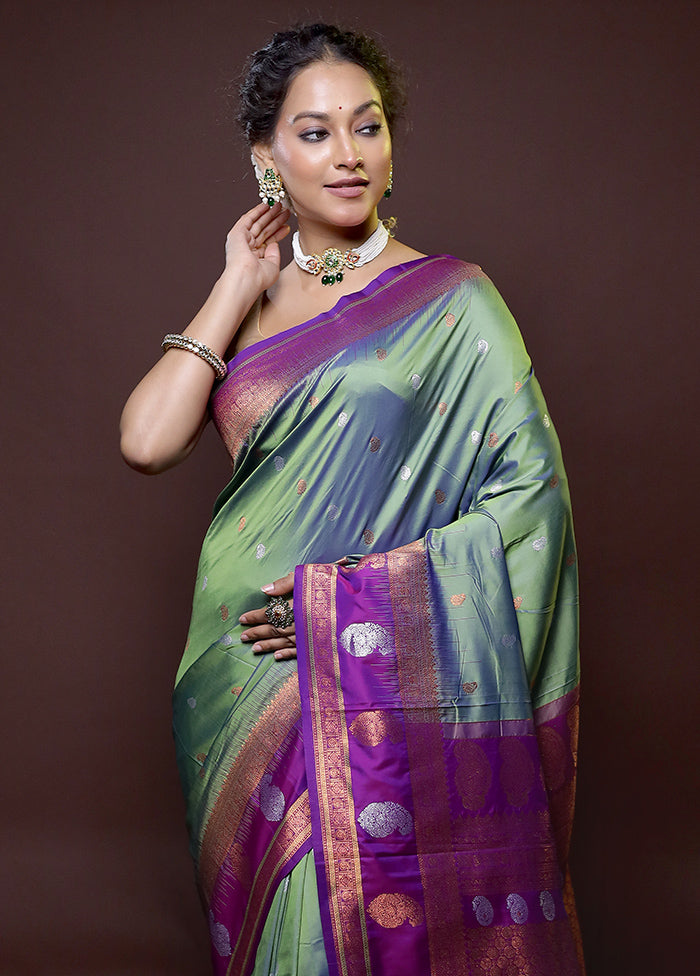 Blue Kanjivaram Silk Saree With Blouse Piece