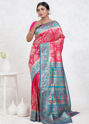 Pink Baluchari Silk Saree Without Blouse Piece - Indian Silk House Agencies