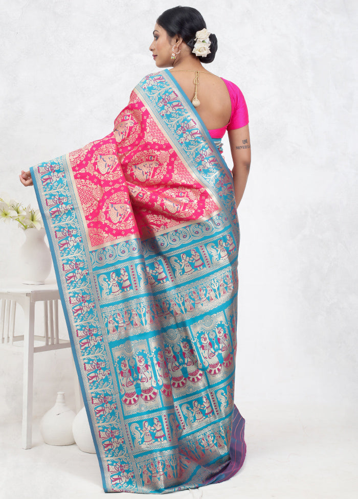 Pink Baluchari Silk Saree Without Blouse Piece - Indian Silk House Agencies