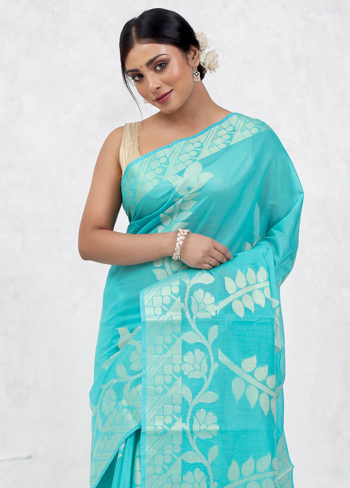 Green Kora Silk Saree Without Blouse Piece - Indian Silk House Agencies