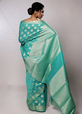 Blue Kora Silk Saree With Blouse Piece - Indian Silk House Agencies