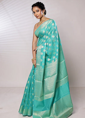 Blue Kora Silk Saree With Blouse Piece - Indian Silk House Agencies