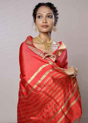 Pink Dupion Silk Saree With Blouse Piece