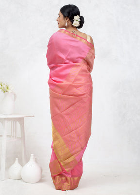 Pink Dupion Silk Saree Without Blouse Piece - Indian Silk House Agencies