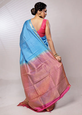 Pink Dupion Silk Saree With Blouse Piece