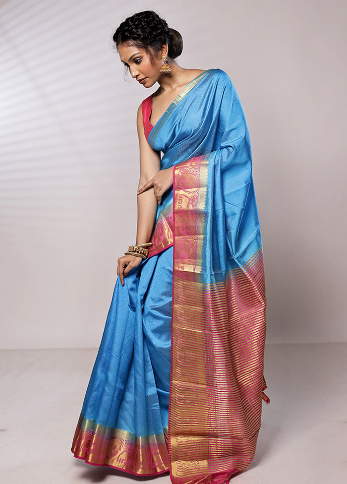 Pink Dupion Silk Saree With Blouse Piece