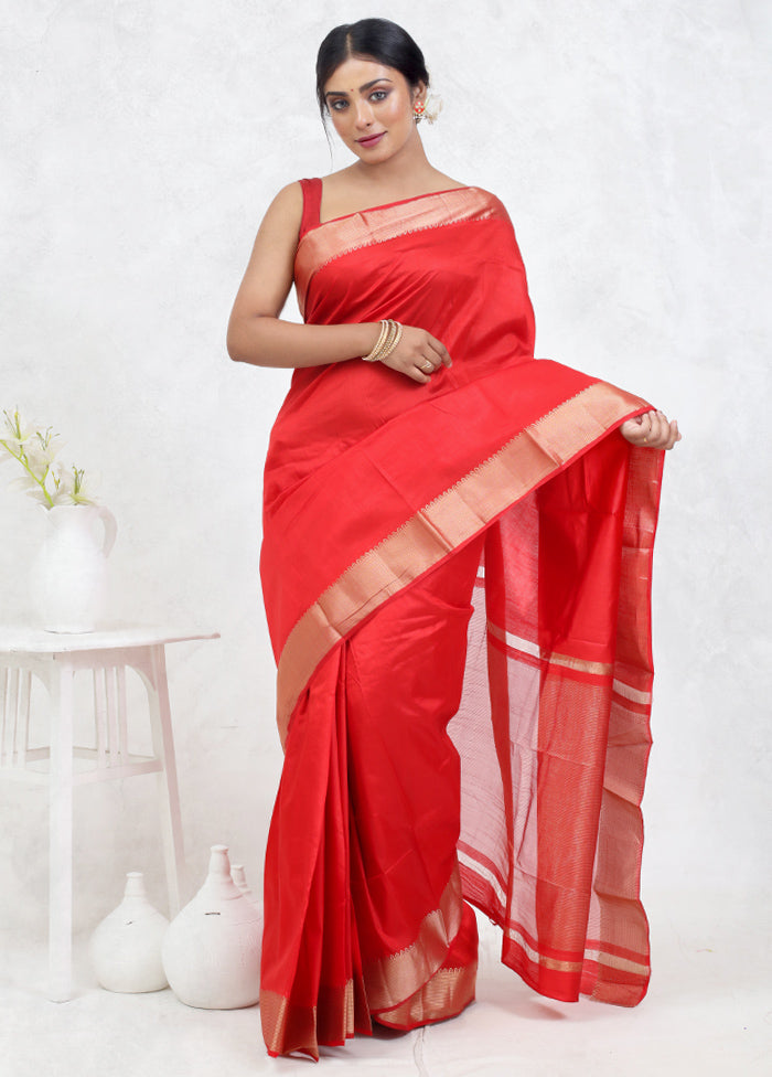 Pink Dupion Silk Saree Without Blouse Piece - Indian Silk House Agencies