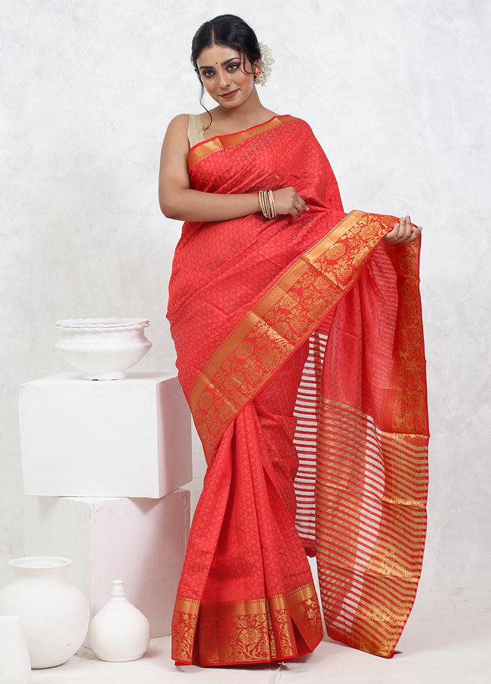 Pink Dupion Silk Saree With Blouse Piece