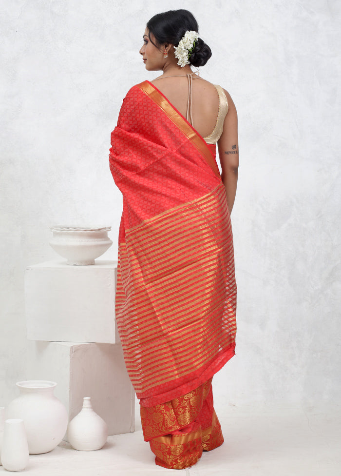 Pink Dupion Silk Saree With Blouse Piece