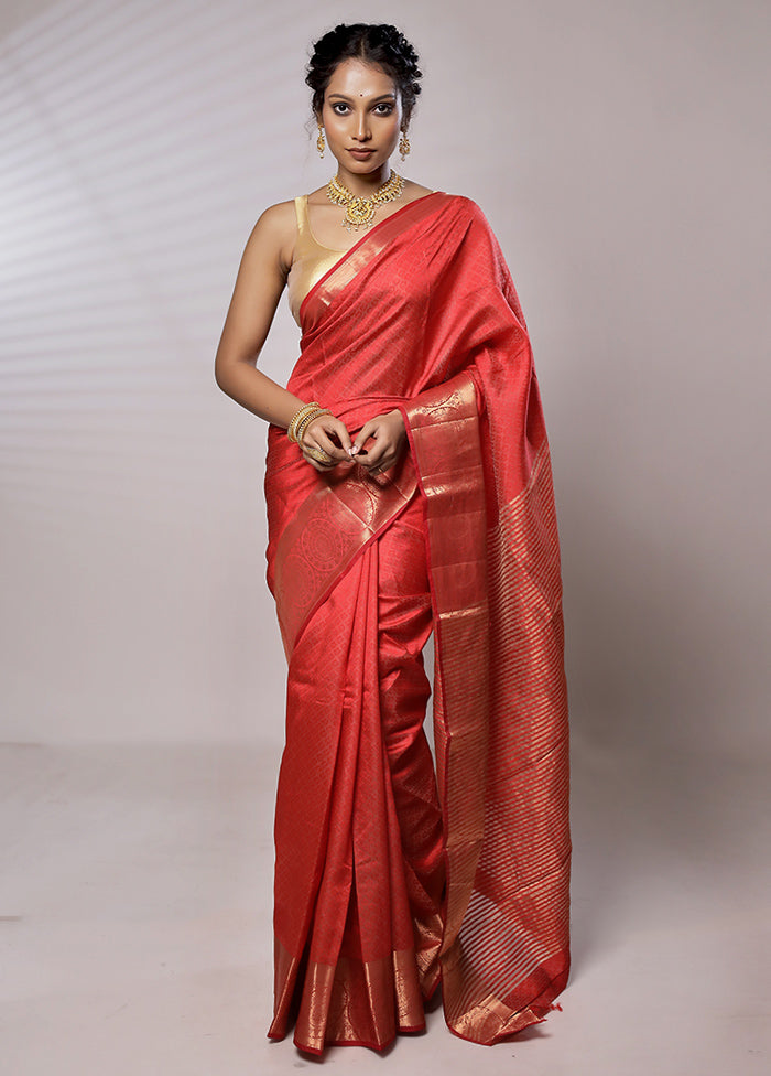 Pink Dupion Silk Saree With Blouse Piece