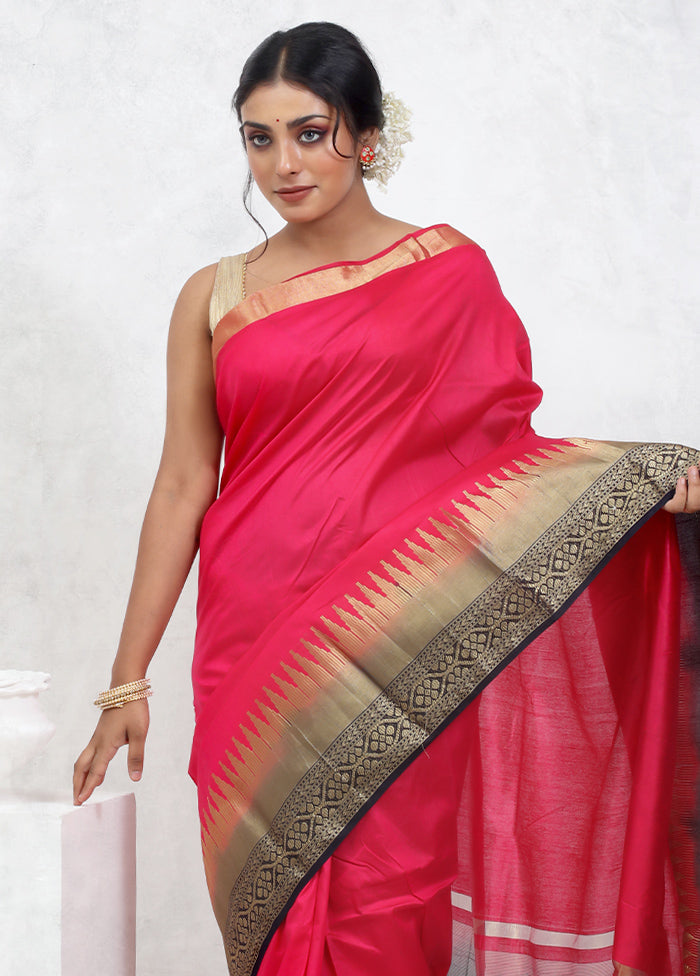 Pink Dupion Silk Saree With Blouse Piece