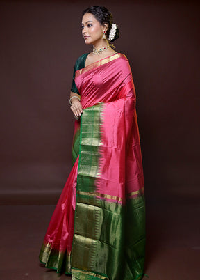 Pink Dupion Silk Saree With Blouse Piece