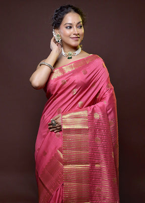 Pink Dupion Silk Saree With Blouse Piece