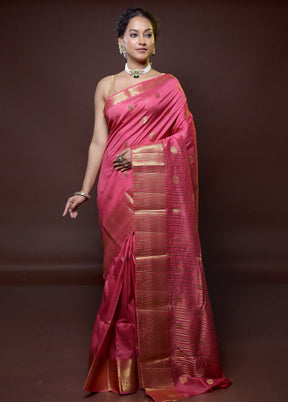 Pink Dupion Silk Saree With Blouse Piece