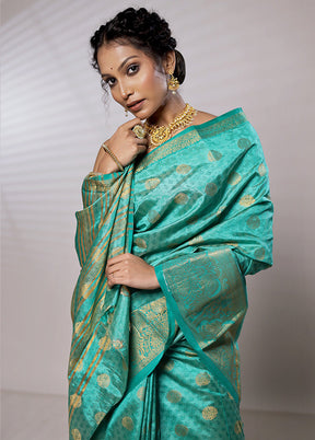 Blue Dupion Silk Saree With Blouse Piece - Indian Silk House Agencies