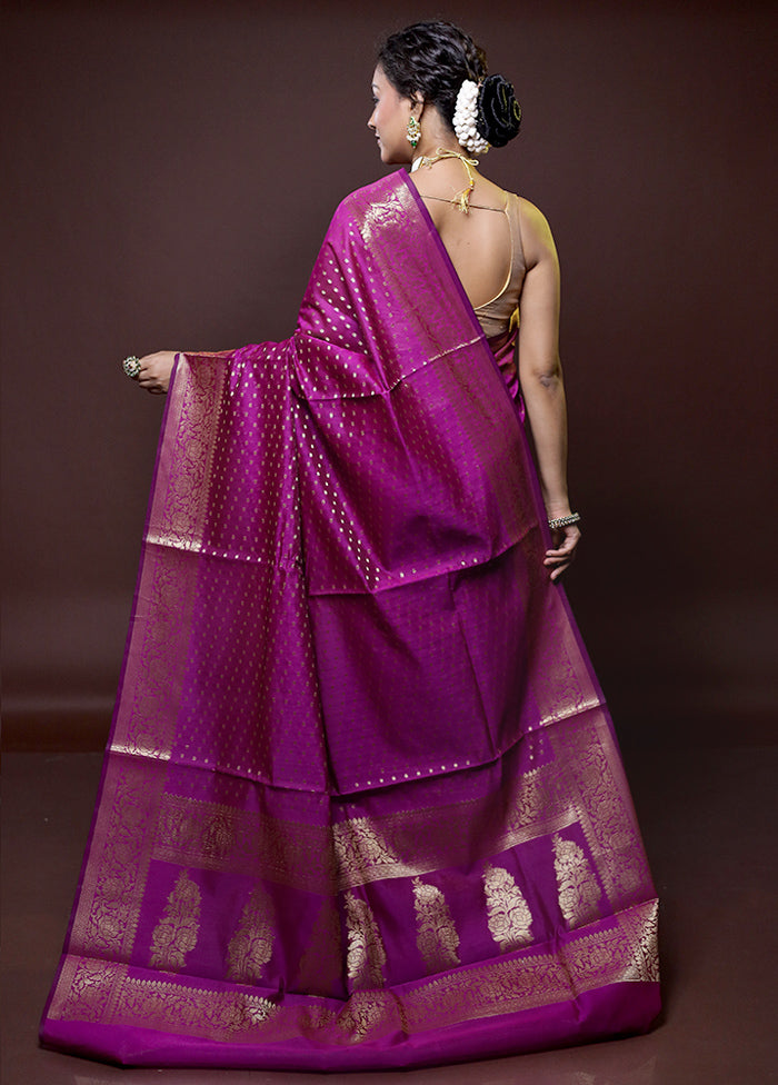 Pink Kora Silk Saree With Blouse Piece