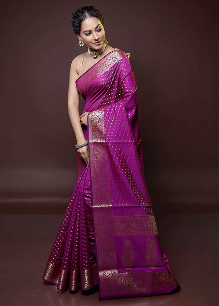 Pink Kora Silk Saree With Blouse Piece