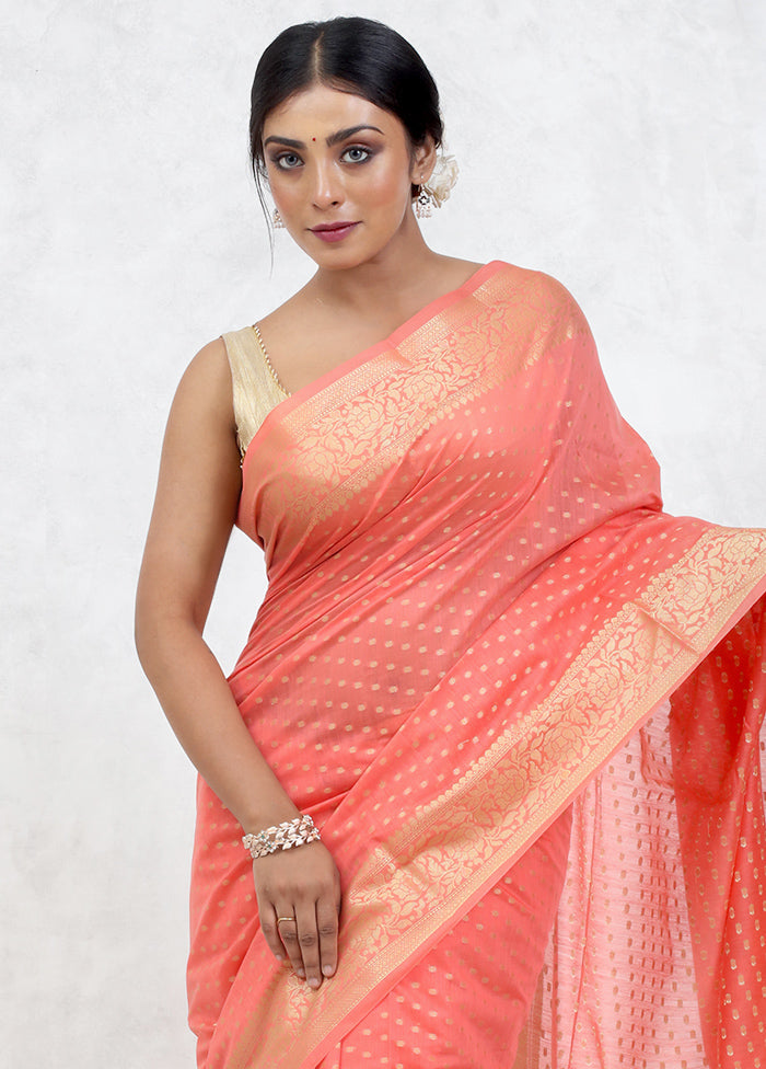 Pink Kora Silk Saree Without Blouse Piece - Indian Silk House Agencies