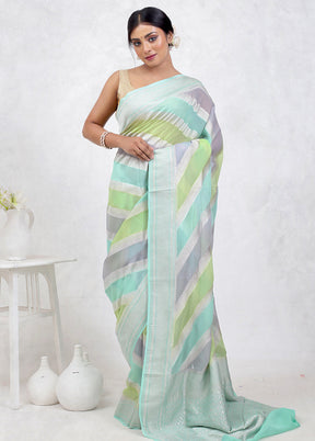 Green Pure Georgette Saree Without Blouse Piece - Indian Silk House Agencies