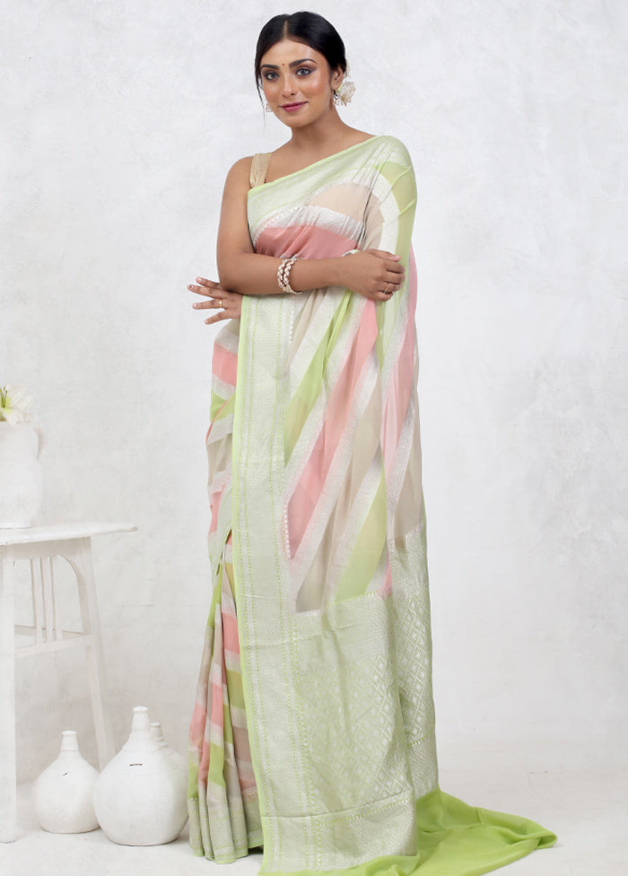 Green Pure Georgette Saree Without Blouse Piece - Indian Silk House Agencies