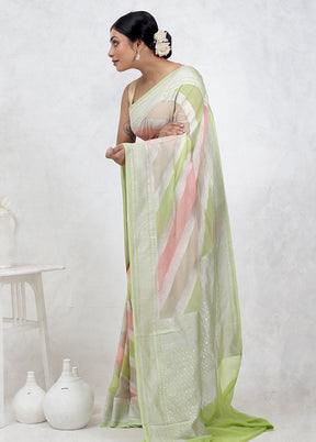 Green Pure Georgette Saree Without Blouse Piece - Indian Silk House Agencies