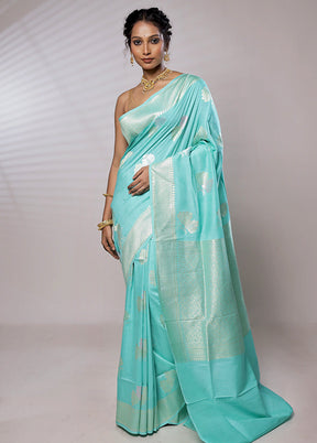 Green Tussar Pure Silk Saree With Blouse Piece