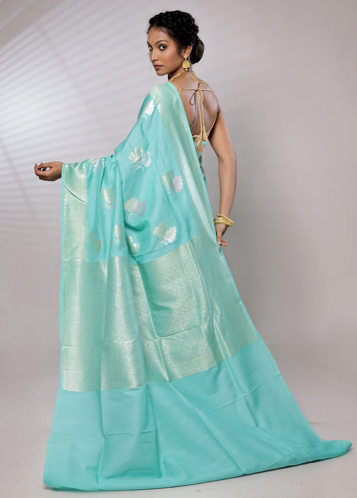 Green Tussar Pure Silk Saree With Blouse Piece