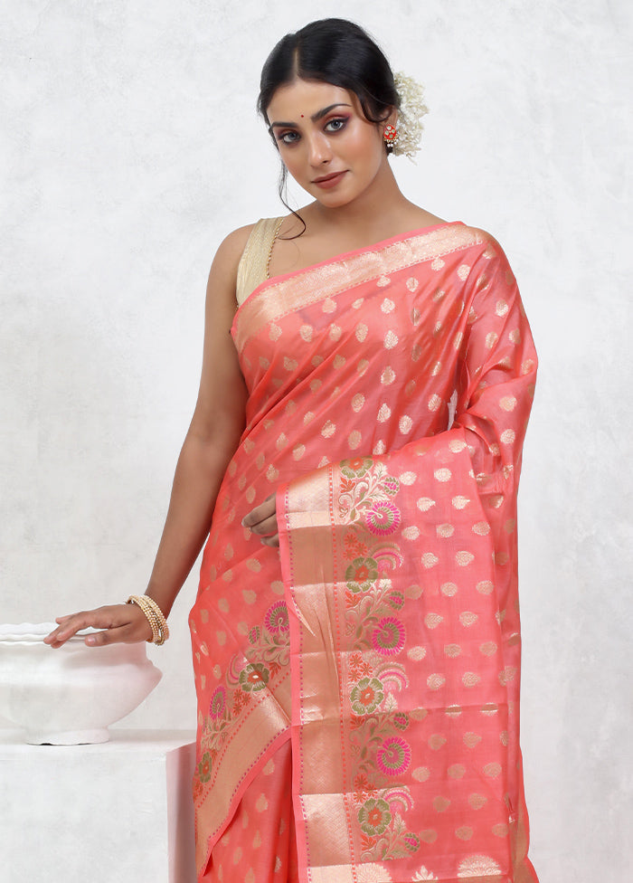 Pink Tussar Silk Saree With Blouse Piece - Indian Silk House Agencies