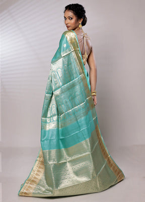 Green Tussar Silk Saree With Blouse Piece