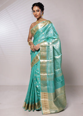 Green Tussar Silk Saree With Blouse Piece