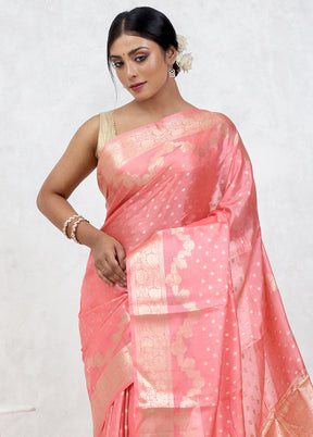 Pink Tussar Silk Saree Without Blouse Piece - Indian Silk House Agencies