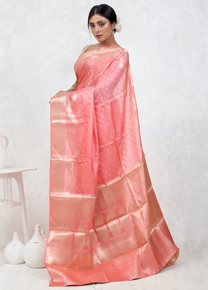 Pink Tussar Silk Saree Without Blouse Piece - Indian Silk House Agencies