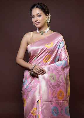 pink Dupion Silk Saree With Blouse Piece