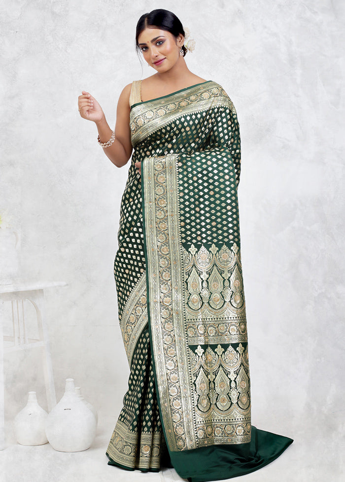 Green Banarasi Silk Saree With Blouse Piece - Indian Silk House Agencies