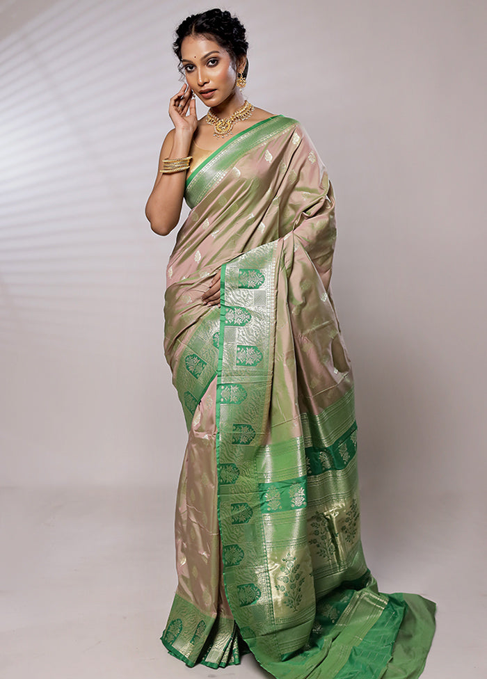 Cream Kanjivaram Silk Saree With Blouse Piece