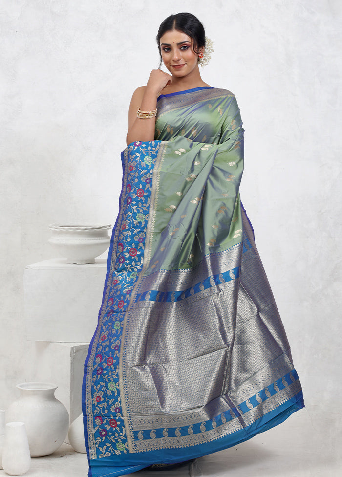 Green Kanjivaram Silk Saree With Blouse Piece