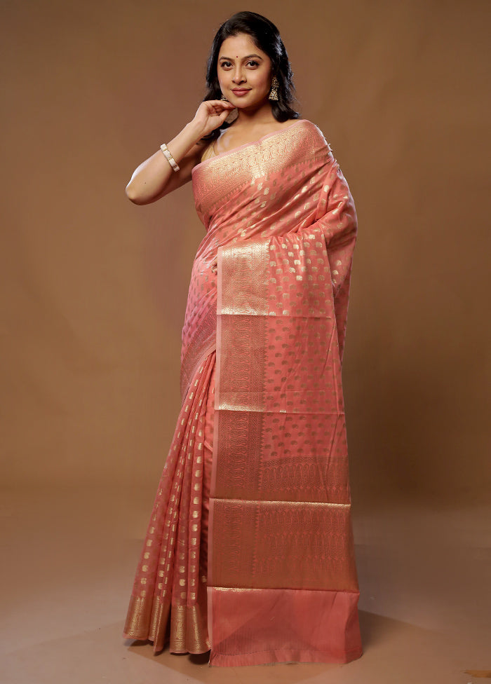 Pink Kora Silk Saree With Blouse Piece - Indian Silk House Agencies