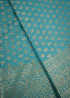 Blue Kora Silk Saree With Blouse Piece - Indian Silk House Agencies