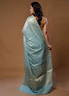 Blue Kora Silk Saree With Blouse Piece - Indian Silk House Agencies