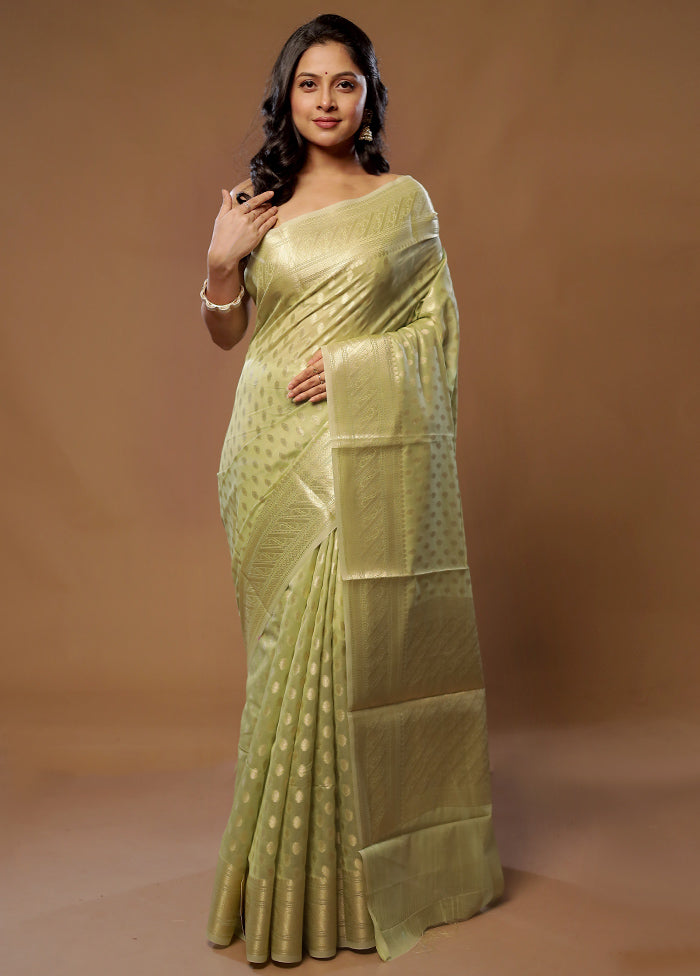 Green Kora Silk Saree With Blouse Piece - Indian Silk House Agencies