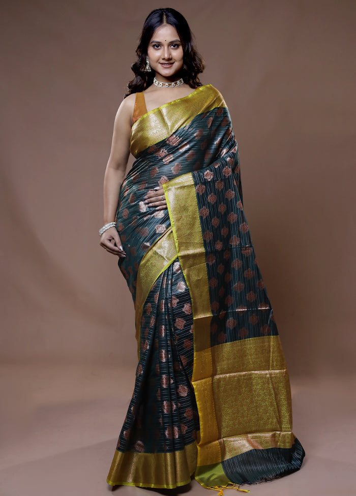 Green Kora Silk Saree With Blouse Piece - Indian Silk House Agencies