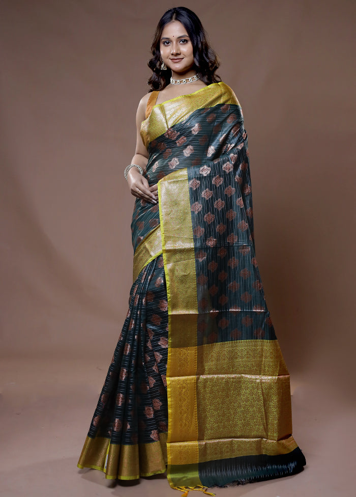 Green Kora Silk Saree With Blouse Piece - Indian Silk House Agencies