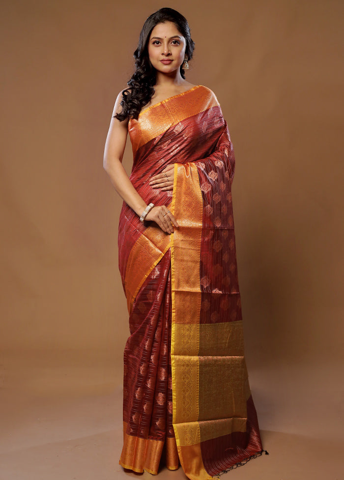 Red Kora Silk Saree With Blouse Piece - Indian Silk House Agencies