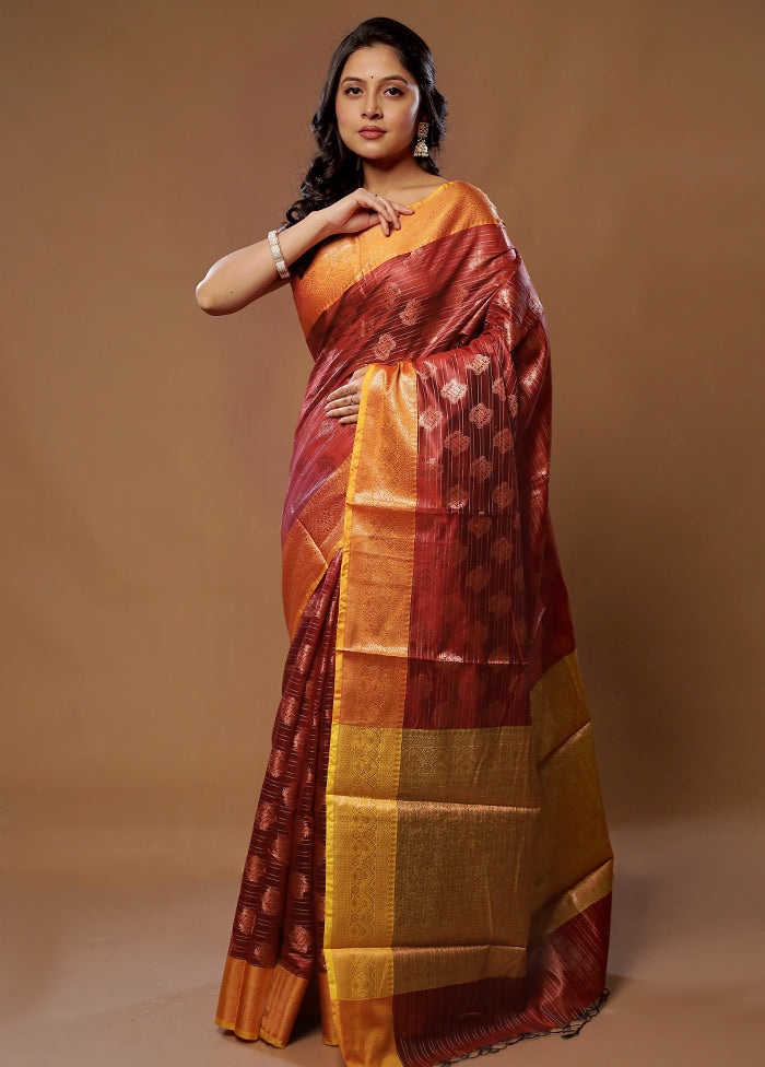 Red Kora Silk Saree With Blouse Piece - Indian Silk House Agencies