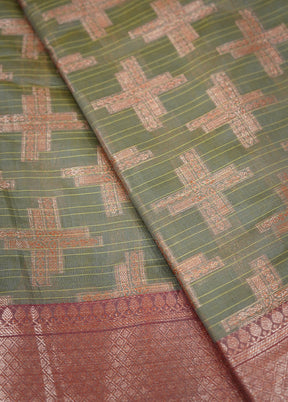 Green Kora Silk Saree With Blouse Piece - Indian Silk House Agencies