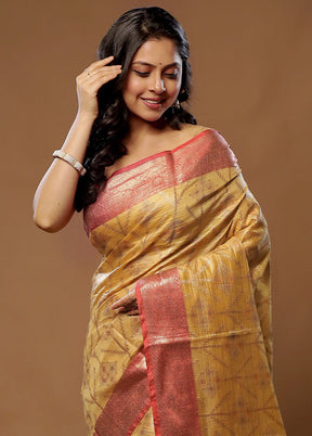 Yellow Kora Silk Saree With Blouse Piece - Indian Silk House Agencies