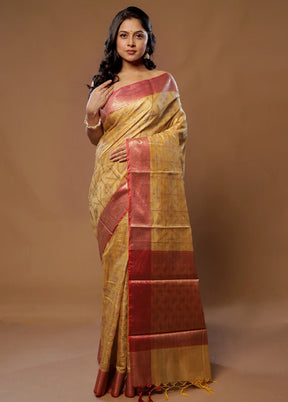 Yellow Kora Silk Saree With Blouse Piece - Indian Silk House Agencies